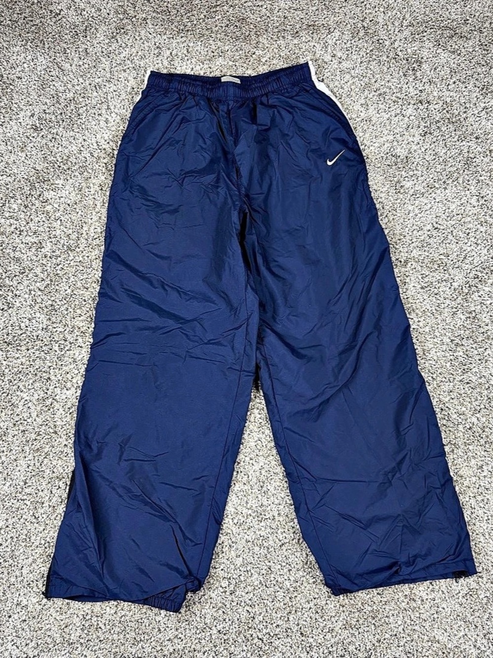 Vintage Y2K Sz Large Youth Nike Silver Tag Nylon Track Windbreaker Pants Blue